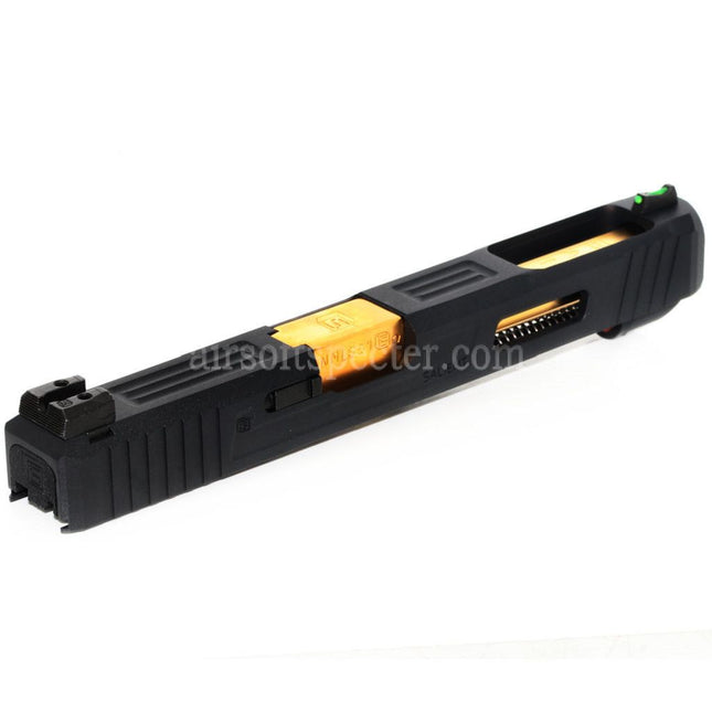 EMG Licensed SAI Tier One Competition Complete Upper Kit Gold Barrel Slide Set For AW WE EMG BLU G17 G34 GBB Pistols Airsoft Black