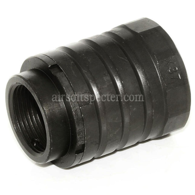 5KU 50mm 360 X37 Muzzle Brake Flash Hider With Blast Shield For +24mm CW Clockwise Thread Barrel Rifles Airsoft Black