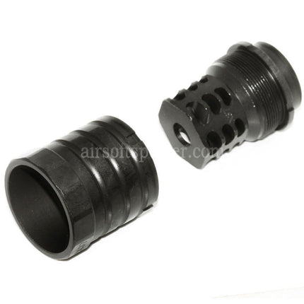 5KU 50mm 360 X37 Muzzle Brake Flash Hider With Blast Shield For +24mm CW Clockwise Thread Barrel Rifles Airsoft Black
