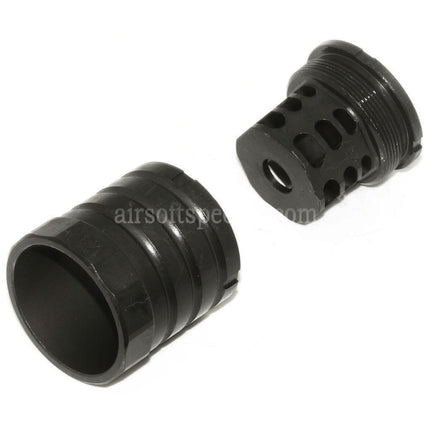 5KU 48mm 360 X37 Muzzle Brake Flash Hider With Blast Shield For -14mm CCW Counter-Clockwise Thread Barrel Rifles Airsoft Black