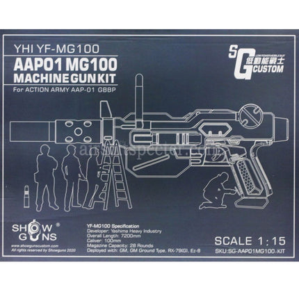 Show Guns Tactical SG RX-79 Gundam Ground Type Kit Mitrailleuse MG100 avec traceur lumineux Fire Pig pour pistolets GBB Airsoft série AAP-01 Action Army