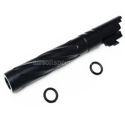 5KU 5 Inches 123/127mm CNC Aluminium Tornado Style Spiral Outer Barrel +11mm CW for Armorer Works AW WE-TECH Tokyo Marui Hi-Capa 5.1 GBB Pistols Airsoft
