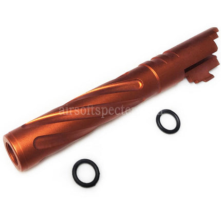 5KU 5 Inches 123/127mm CNC Aluminium Tornado Style Spiral Outer Barrel +11mm CW for Armorer Works AW WE-TECH Tokyo Marui Hi-Capa 5.1 GBB Pistols Airsoft