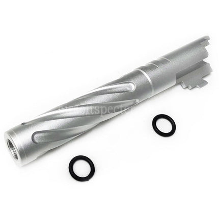 5KU 5 Inches 123/127mm CNC Aluminium Tornado Style Spiral Outer Barrel +11mm CW for Armorer Works AW WE-TECH Tokyo Marui Hi-Capa 5.1 GBB Pistols Airsoft