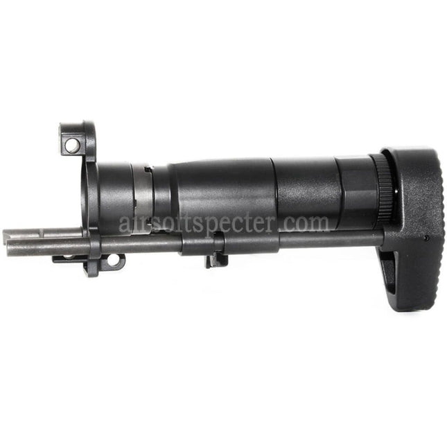 AIRSOFT SPECTER CNC Aluminum Retractable Stock with Adaptor For CYMA Tokyo Marui MP5K Series AEG Rifles Black