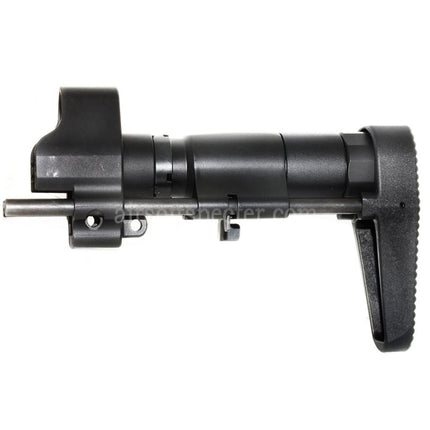 AIRSOFT SPECTER CNC Aluminum Retractable Stock with Adaptor For CYMA Tokyo Marui MP5 Series AEG Rifles Black