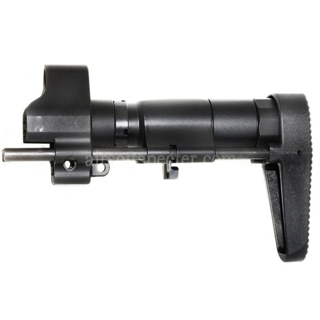 AIRSOFT SPECTER CNC Aluminum Retractable Stock with Adaptor For CYMA Tokyo Marui MP5 Series AEG Rifles Black