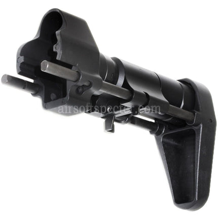 AIRSOFT SPECTER CNC Aluminum Retractable Stock with Adaptor For CYMA Tokyo Marui MP5 Series AEG Rifles Black