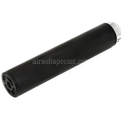 DOUBLE BELL 198mm/204mm x 43mm Suppresseur Silencieux Pour Répliques Airsoft Filetage Antihoraire -14mm CCW Noir/Argent