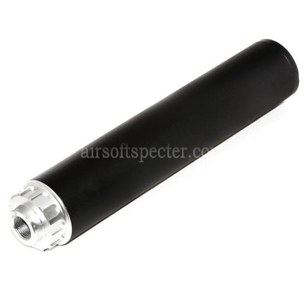 DOUBLE BELL 198mm/204mm x 43mm Suppresseur Silencieux Pour Répliques Airsoft Filetage Antihoraire -14mm CCW Noir/Argent