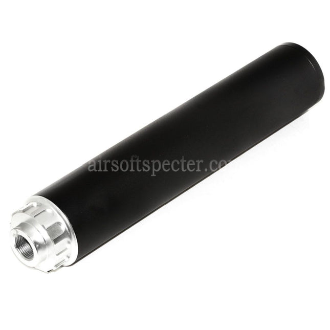 DOUBLE BELL 198mm/204mm x 43mm Suppressor Silencer For -14mm CCW Counter-Clockwise Thread Rifles Airsoft Black/Silver