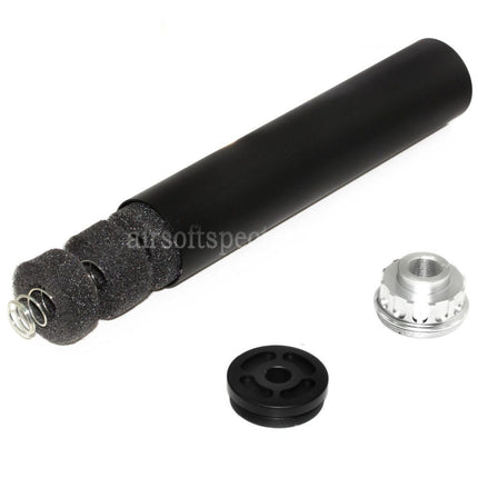 DOUBLE BELL 198mm/204mm x 43mm Suppresseur Silencieux Pour Répliques Airsoft Filetage Antihoraire -14mm CCW Noir/Argent