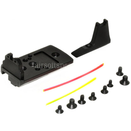 5KU Fiber Optic Front Rear Sight RMR Mount Base Adaptor For ACTION ARMY AAP01 GBB Pistols Airsoft