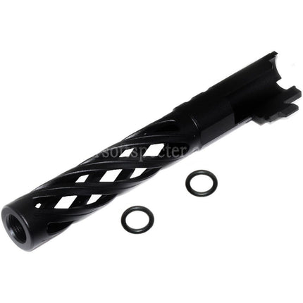5KU 5 Inches 123/127mm CNC Tornado Spiral Hollow Outer Barrel +11mm CW for Armorer Works AW WE-TECH Tokyo Marui Hi-Capa 5.1 GBB Pistols Airsoft