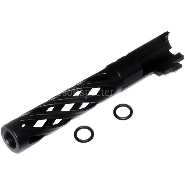 5KU 5 Inches 123/127mm CNC Tornado Spiral Hollow Outer Barrel +11mm CW for Armorer Works AW WE-TECH Tokyo Marui Hi-Capa 5.1 GBB Pistols Airsoft