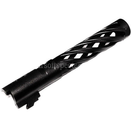 5KU 5 Inches 123/127mm CNC Tornado Spiral Hollow Outer Barrel +11mm CW for Armorer Works AW WE-TECH Tokyo Marui Hi-Capa 5.1 GBB Pistols Airsoft