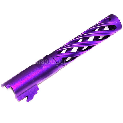 5KU 5 Inches 123/127mm CNC Tornado Spiral Hollow Outer Barrel +11mm CW for Armorer Works AW WE-TECH Tokyo Marui Hi-Capa 5.1 GBB Pistols Airsoft