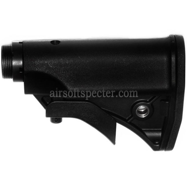 CYMA LWRCI Style Compact Retractable Stock with Stock Tube For Platinum Series MP5 AEG Rifles Airsoft Black