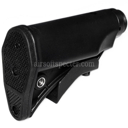CYMA LWRCI Style Compact Retractable Stock with Stock Tube For Platinum Series MP5 AEG Rifles Airsoft Black