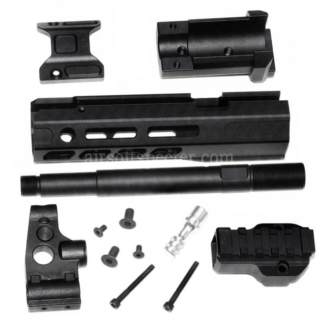 Dytac SLR Rifleworks ION Lite 165mm 6.5 Inches Extended M-LOK Handguard Rail System Kit with Outer Barrel For GHK AK Series GBB Rifles Airsoft Black