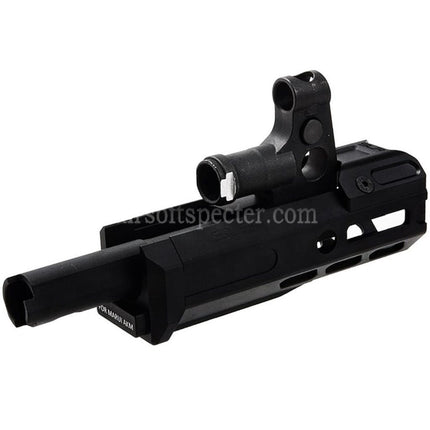 Dytac SLR Rifleworks 125mm 4.7 Inches Light M-LOK Extended Handguard Rail System Kit with Outer Barrel For Tokyo Marui AKM Series GBB Rifles Airsoft Black