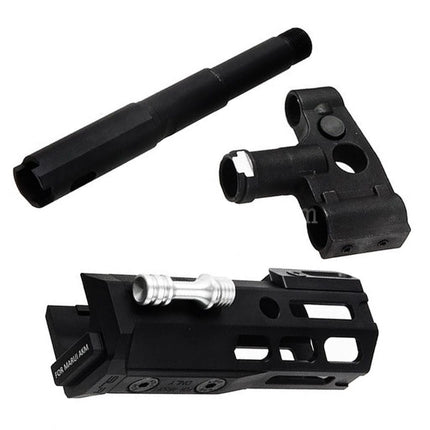 Dytac SLR Rifleworks 125mm 4.7 Inches Light M-LOK Extended Handguard Rail System Kit with Outer Barrel For Tokyo Marui AKM Series GBB Rifles Airsoft Black