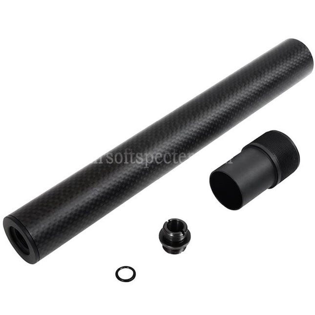 Laylax PSS 257mm/265mm Short Type Carbon Fiber Outer Barrel For Tokyo Marui VSR-10 Series Bolt Action Sniper Airsoft Black