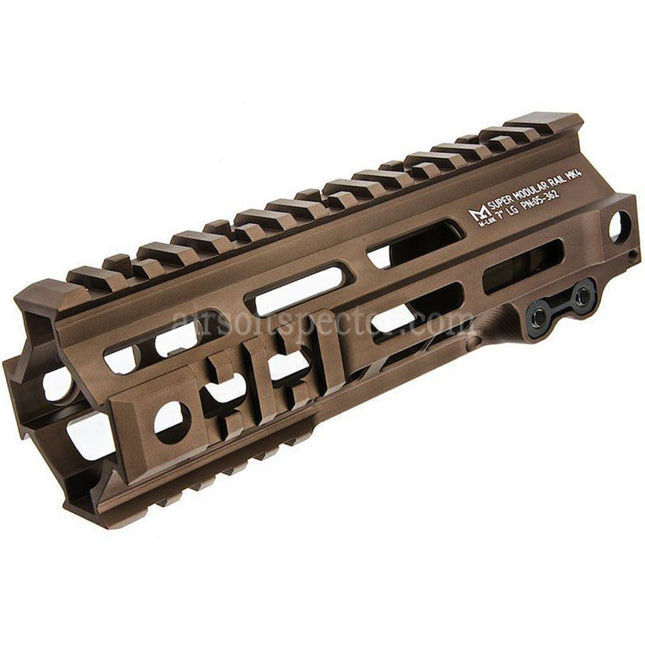 Z-Parts Aluminum 185mm 7 Inches MK4 M-LOK Handguard Rail System with Barrel Nut For GHK M4 Series GBB Rifles Airsoft Tan
