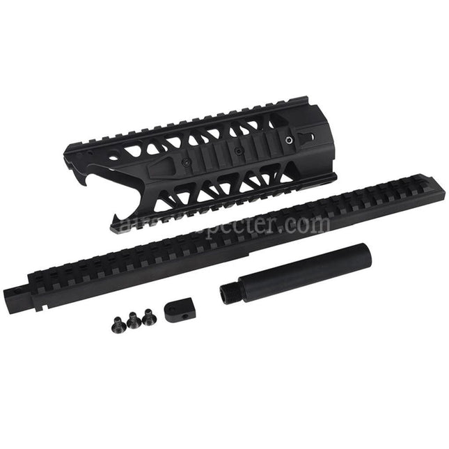 Army Armament 7 Inches 4-Sides Railed Raptor RAS Keymod Interface Handguard Rail System For Army Armament R907 AUG AEG Rifles Airsoft Black