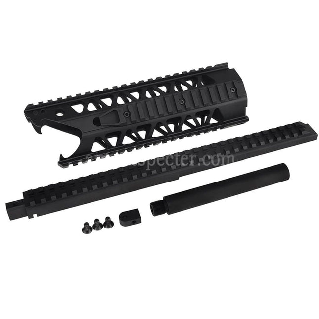 Army Armament 9 Inches 4-Sides Railed Raptor RAS Keymod Interface Handguard Rail System For Army Armament R908 AUG AEG Rifles Airsoft Black