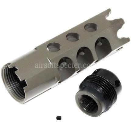 CYMA DTK-1 Style Muzzle Brake Flash Hider with Adaptor For -14mm CCW Counter-Clockwise Thread Barrel Rifles Airsoft
