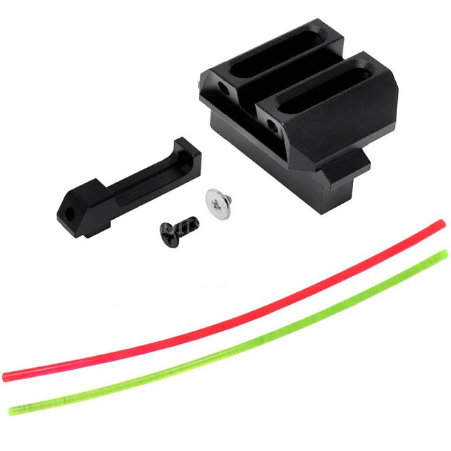 AIP Aluminum Front Rear Fiber Optic Fixed Carry Sight For Tokyo Marui G17 Series GBB Pistols Airsoft