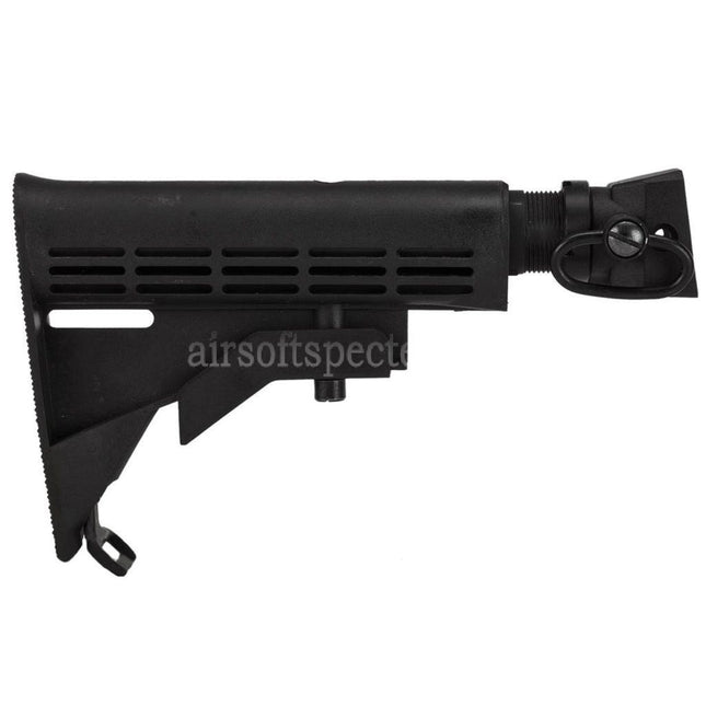 CYMA LE Style 6-Positions Retractable Stock with Stock Adaptor QD Sling Swivel Buffer Tube For AK Series AEG Rifles Airsoft Black