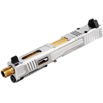 VFC CNC Stainless Steel Fowler Industries MKII Complete Upper Slide Barrel Set For Elite Force VFC G17 Gen5 GBB Pistols Airsoft Silver