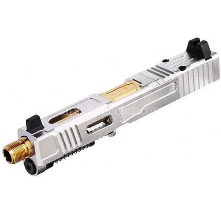 VFC CNC Stainless Steel Fowler Industries MKII Complete Upper Slide Barrel Set For Elite Force VFC G19X G45 GBB Pistols Airsoft Silver