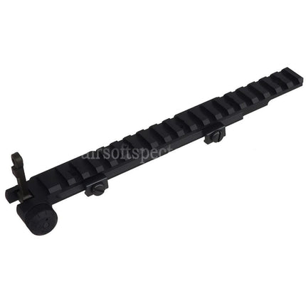 CYMA CGS KAC Style 762 Kit de montage de lunette avec rail supérieur étendu et organes de visée relevables pour rail picatinny de 20 mm