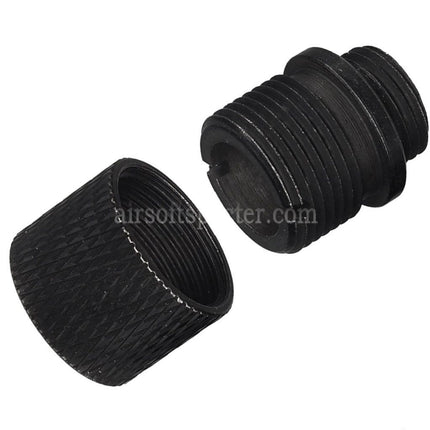 Adaptateur de silencieux-compensateur de canon AIRSOFT SPECTER avec couvercle de protection de filetage en alliage, compatible avec les pistolets KSC M9 / WE +11 mm CW (pas de vis horaire) -14 mm CCW (pas de vis anti-horaire)