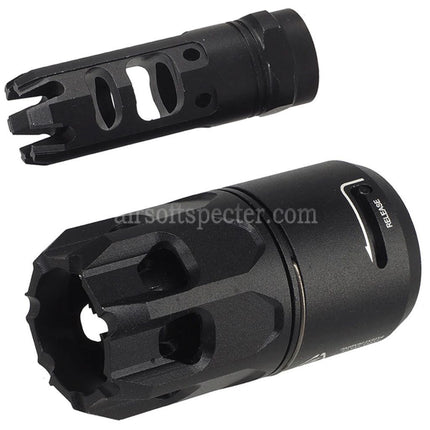 E&C King Comp Flash Hider with QD Oppressor Blast Diverter Suitable For -14mm CCW Counter-Clockwise Thread