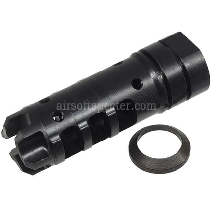 5KU 65mm LANTAC Dragon Style DGN762B Flash Hider Suitable For -14mm CCW Counter-Clockwise Thread Black