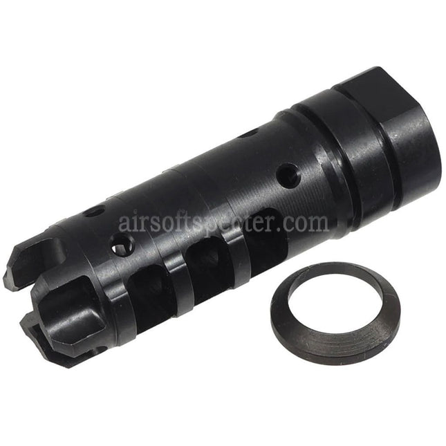 5KU 65mm LANTAC Dragon Style DGN762B Flash Hider Suitable For -14mm CCW Counter-Clockwise Thread Black