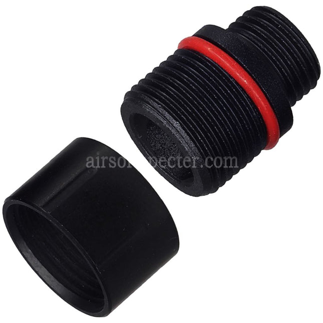 AIRSOFT SPECTER Barrel Silencer Compensator Adapter with Thread Cover Protector Type-2 Suitable For KSC M9 / WE Pistols +11mm CW Clockwise -14mm CCW Counter-Clockwise Thread Black