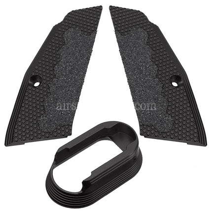 5KU CNC Aluminum Anti Slip Short Grip Cover Panel and Magwell For KJ Works ASG CZ Shadow2 Series GBB Pistols Airsoft