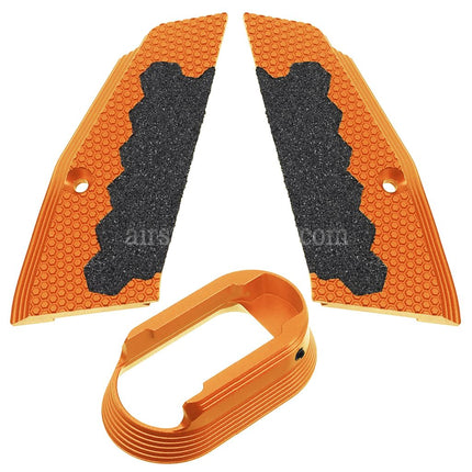 5KU CNC Aluminum Anti Slip Short Grip Cover Panel and Magwell For KJ Works ASG CZ Shadow2 Series GBB Pistols Airsoft