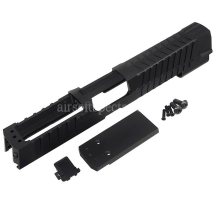 5KU CNC Aluminum MAX 2.0 Slide with Romex3 Adapter Suitable For SIG Air VFC SIG Sauer P320 M17 Series GBB Pistols Airsoft Black